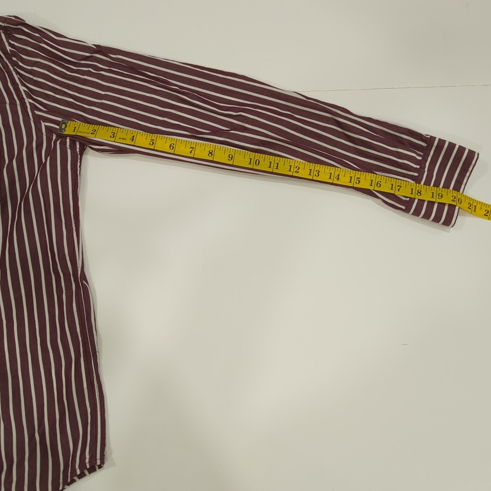 American Eagle Burgundy & White Striped Button Down Shirt - Mens Size Small - Picture 11 of 11